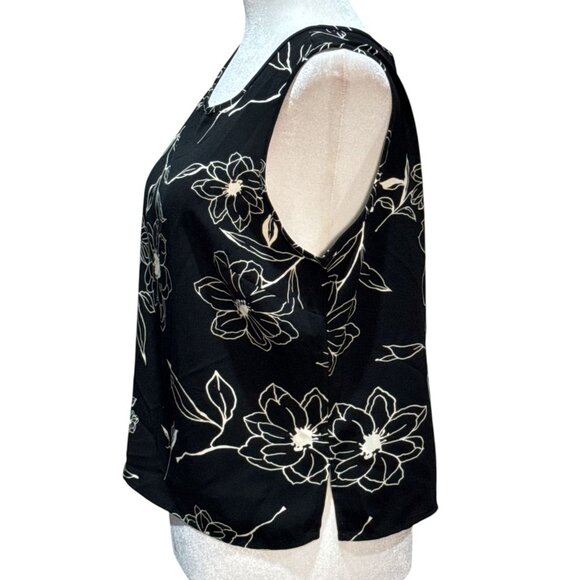 Susan Graver Modern Essentials Size M Womens Floral Knit Tank Black White fresh - Picture 4 of 7